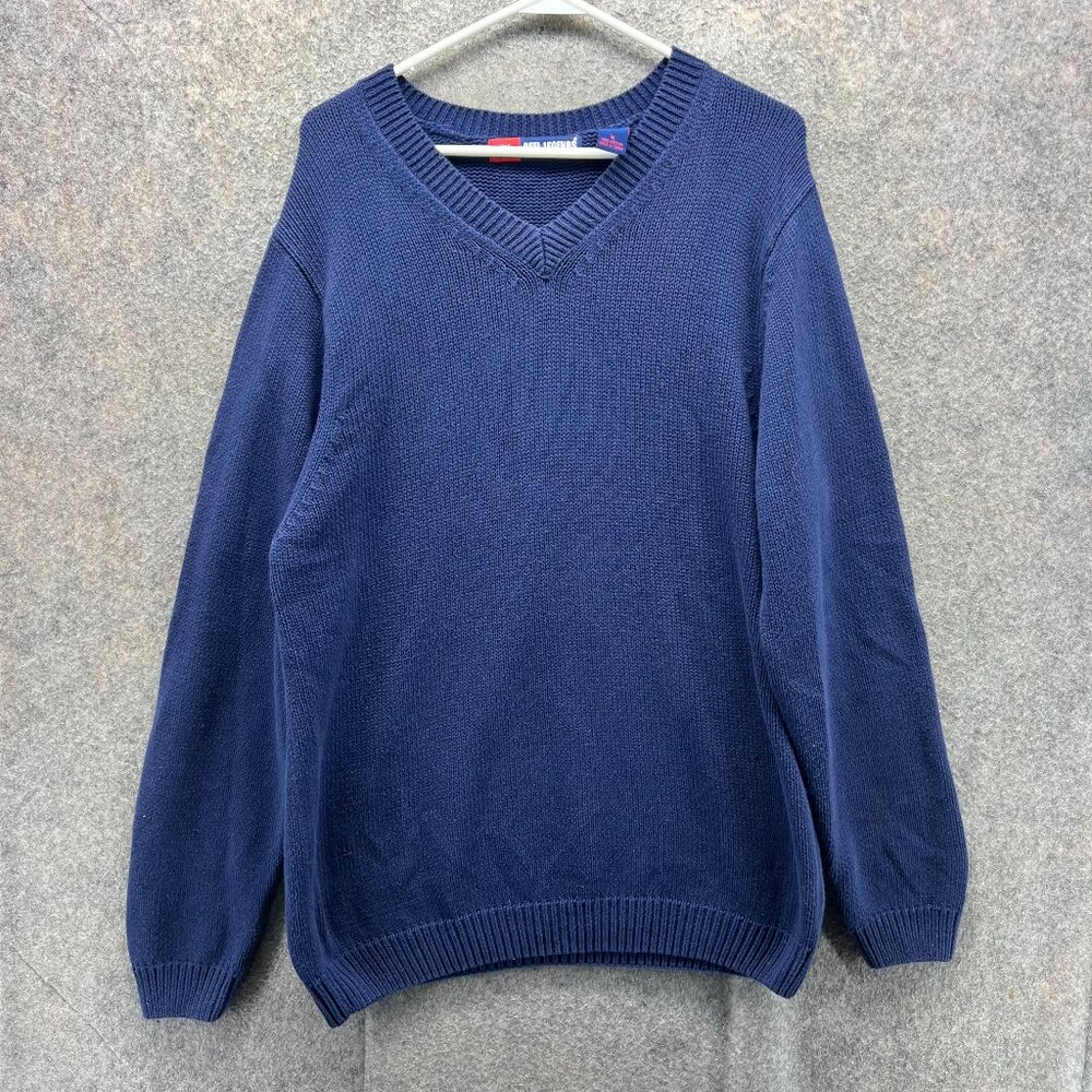 Reel Legends Sweater Mens Medium Blue Fleece Performance V Neck Pullover Knit
